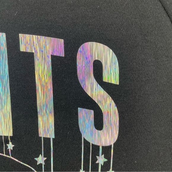 NFL Team Apparel Girls Saints Sweatshirt Black W/Iridescent Logo Tie Waist 7/8 - Picture 4 of 16